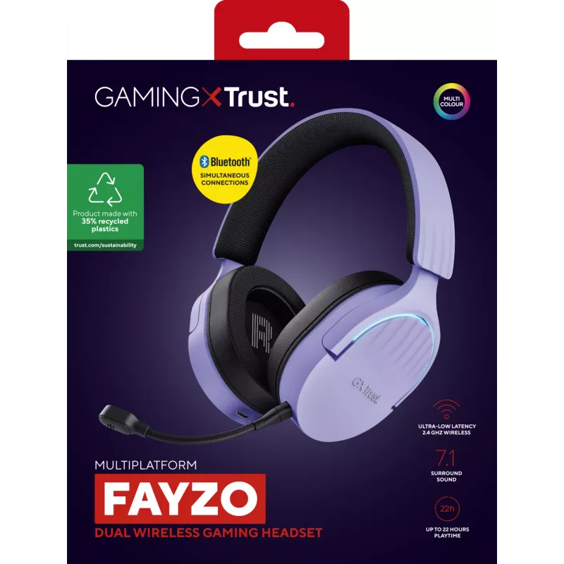 Auriculares Trust GXT 491P FAYZO con cable e inalámbricos diadema gaming USB Type-A Bluetooth negro, lila