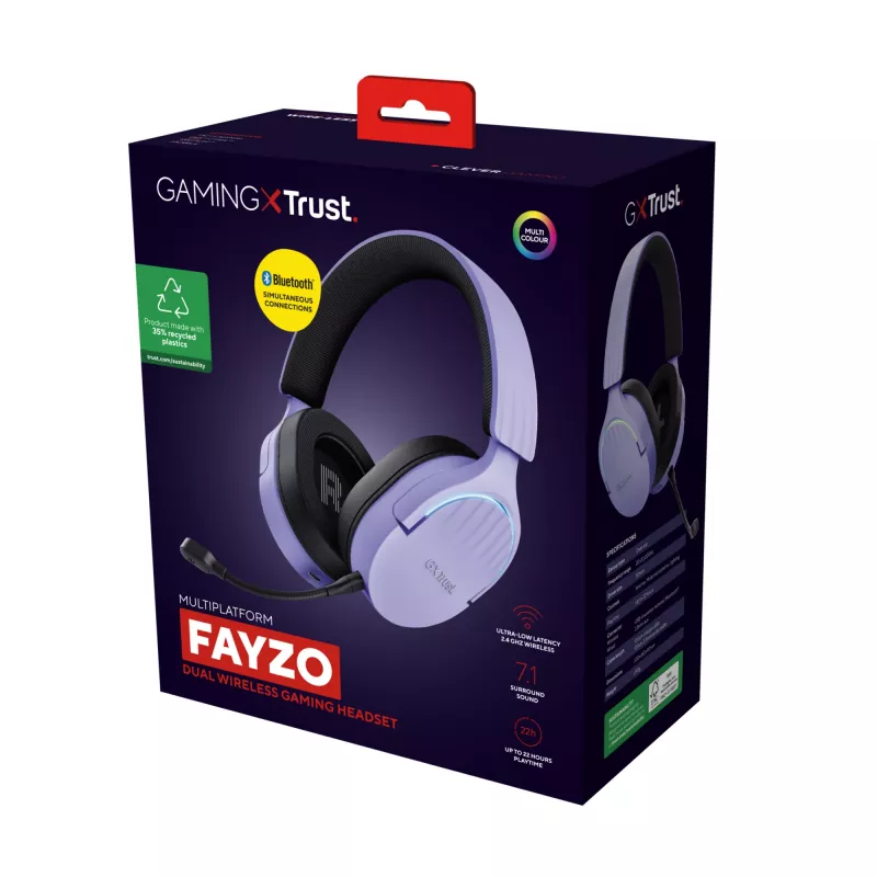 Auriculares Trust GXT 491P FAYZO con cable e inalámbricos diadema gaming USB Type-A Bluetooth negro, lila