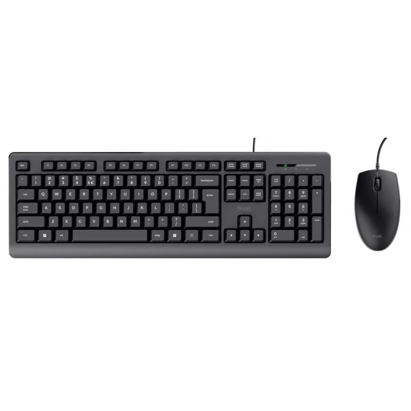 Teclado Trust Primo, ratón incluido, universal, USB, QWERTY, inglés US, negro