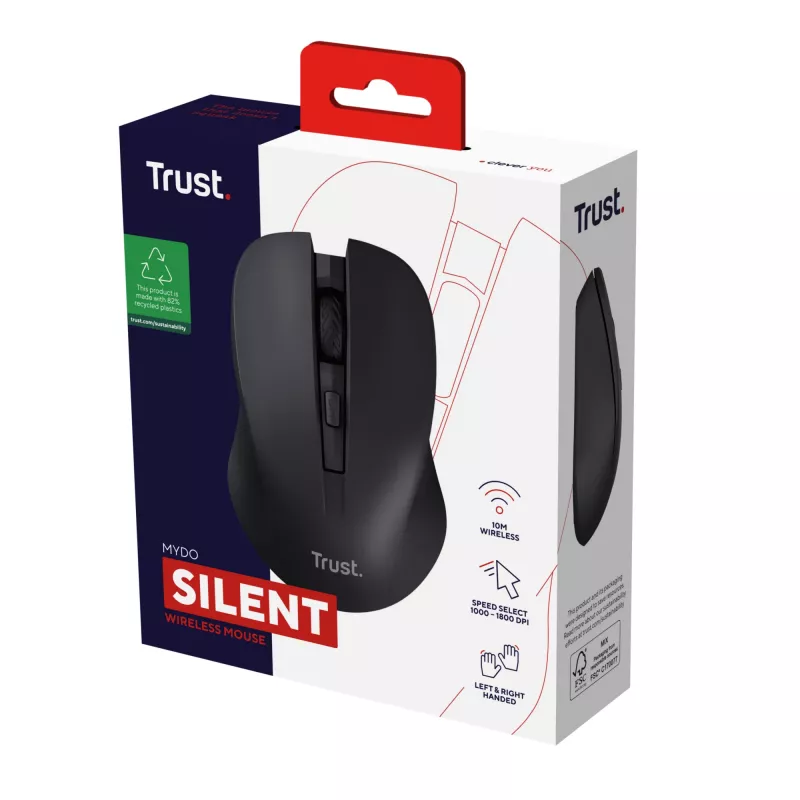 Ratón Trust Mydo oficina ambidiestro RF inalámbrico óptico 1800 DPI