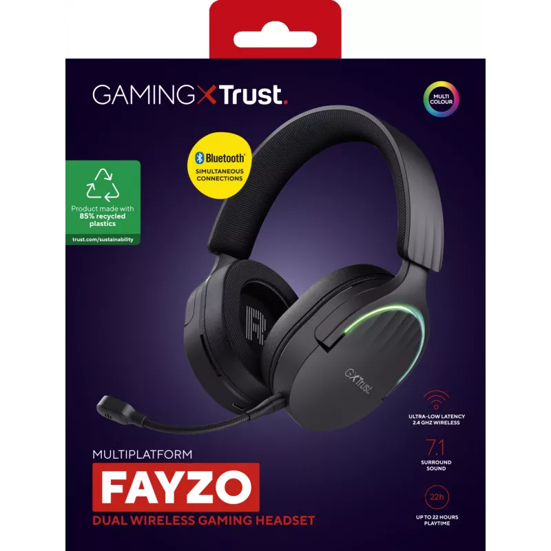 Auriculares Trust GXT 491 Fayzo con cable e inalámbricos diadema gaming USB Type-C Bluetooth negro