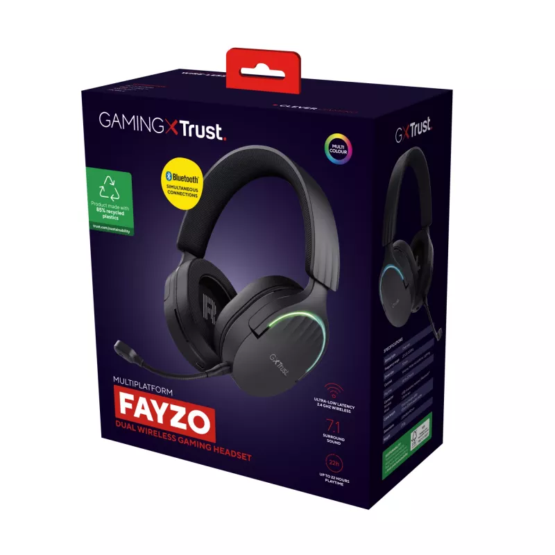 Auriculares Trust GXT 491 Fayzo con cable e inalámbricos diadema gaming USB Type-C Bluetooth negro
