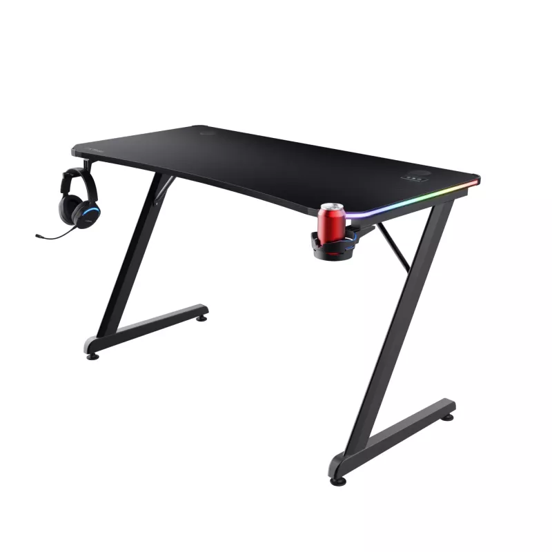 Mesa rectangular TRUST GXT 709 LUMINUS negra 1200x600x740 mm
