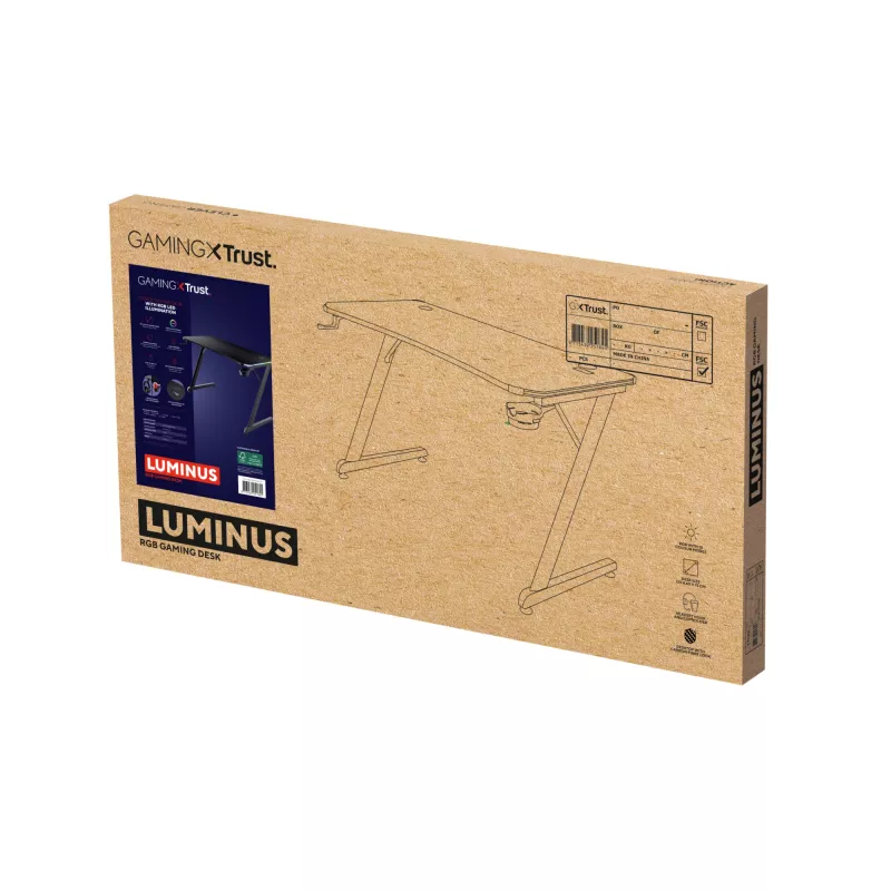 Mesa rectangular TRUST GXT 709 LUMINUS negra 1200x600x740 mm