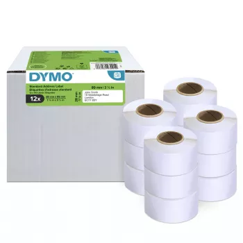 Etiquetas de dirección DYMO Authentic LabelWriter | 28 mm x 89 mm | 12 rollos con 130 etiquetas Easy-Peel cada uno (1.560 uds.) | autoadhesivas | para impresoras de etiquetas LabelWriter
