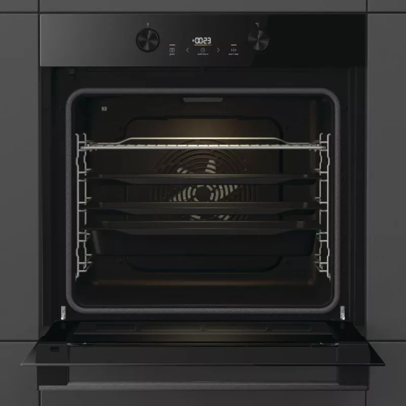 Horno eléctrico integrable Gorenje G400 BPS6737E04DBG, 77 L, 3500 W, control táctil, pirólisis, negro