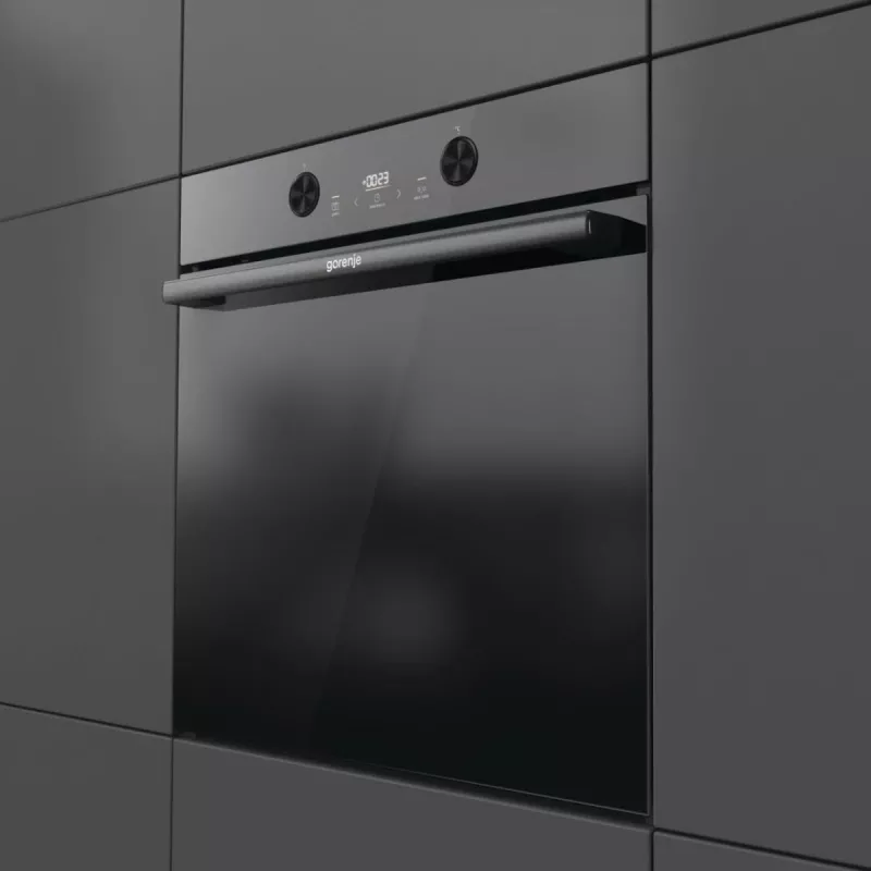 Horno eléctrico integrable Gorenje G400 BPS6737E04DBG, 77 L, 3500 W, control táctil, pirólisis, negro