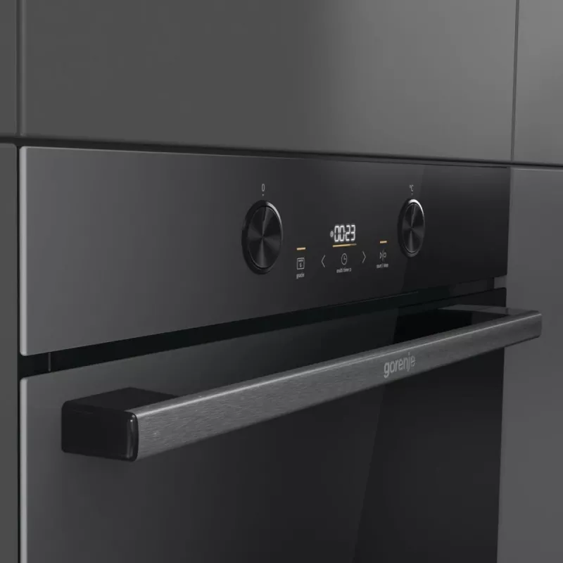 Horno eléctrico integrable Gorenje G400 BPS6737E04DBG, 77 L, 3500 W, control táctil, pirólisis, negro