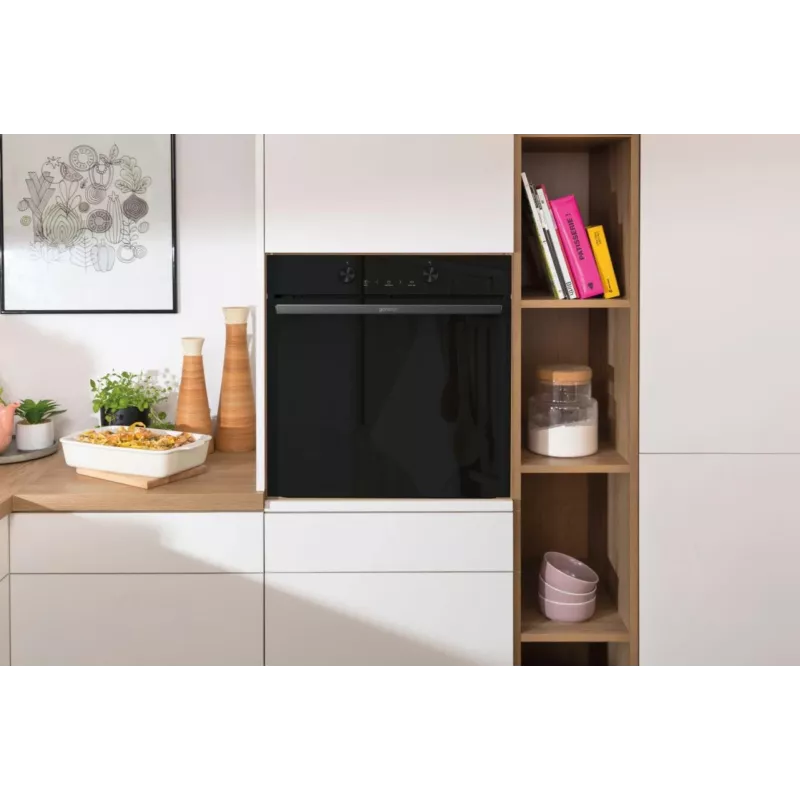 Horno eléctrico integrable Gorenje G400 BPS6737E04DBG, 77 L, 3500 W, control táctil, pirólisis, negro