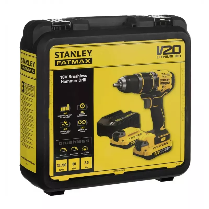 Stanley FATMAX SFMCD721D2K taladro a batería de 18 V, 2 baterías de 2,0 Ah, con maletín