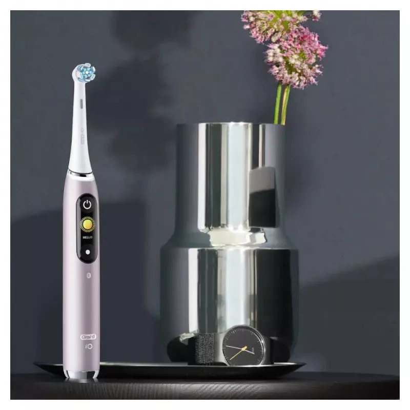 Cepillo de dientes eléctrico Oral-B iO 9 adultos rotatorio, 2 mangos, 2 cabezales, batería integrada, 3 h de carga, negro/rosa