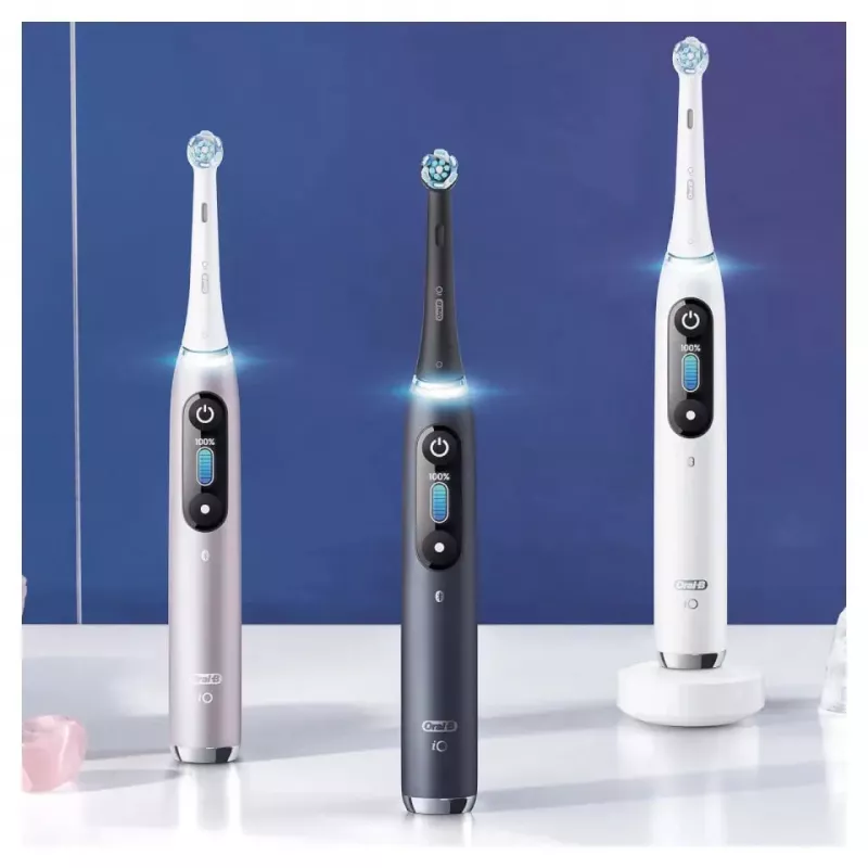 Cepillo de dientes eléctrico Oral-B iO 9 adultos rotatorio, 2 mangos, 2 cabezales, batería integrada, 3 h de carga, negro/rosa