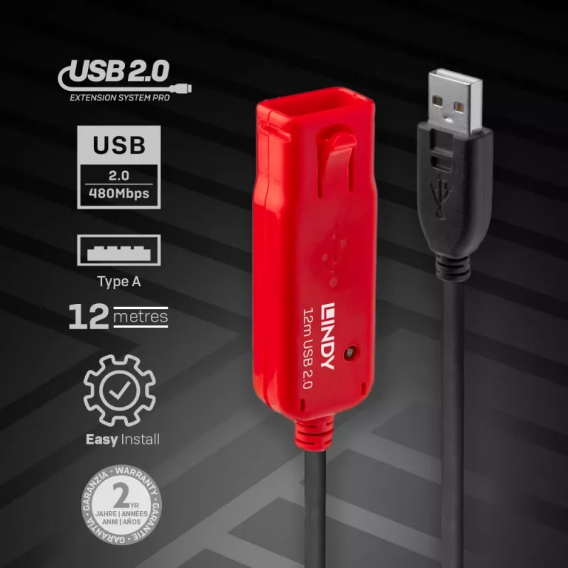 Cable alargador USB Lindy 12m Active Extension Pro