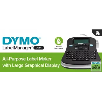 Impresora de etiquetas de sobremesa DYMO LabelManager | 210D+ impresora de etiquetas portátil multiusos fácil de usar teclas inteligentes One-Touch teclado QWERTZ pantalla grande para organización en el hogar y la oficina (enchufe EU)
