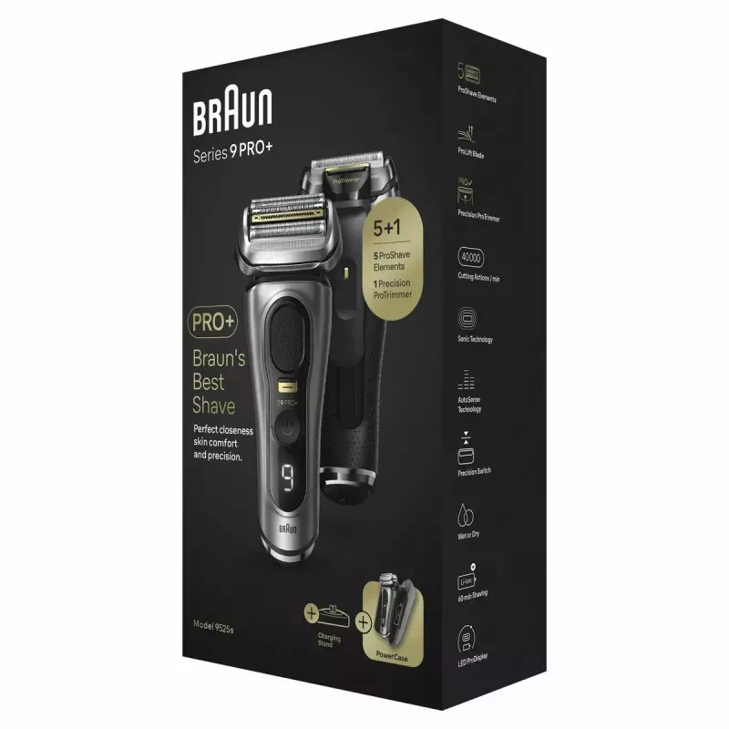 Braun Series 9 Pro+ 9525s afeitadora en húmedo y en seco afeitadora de láminas recortadora metálico