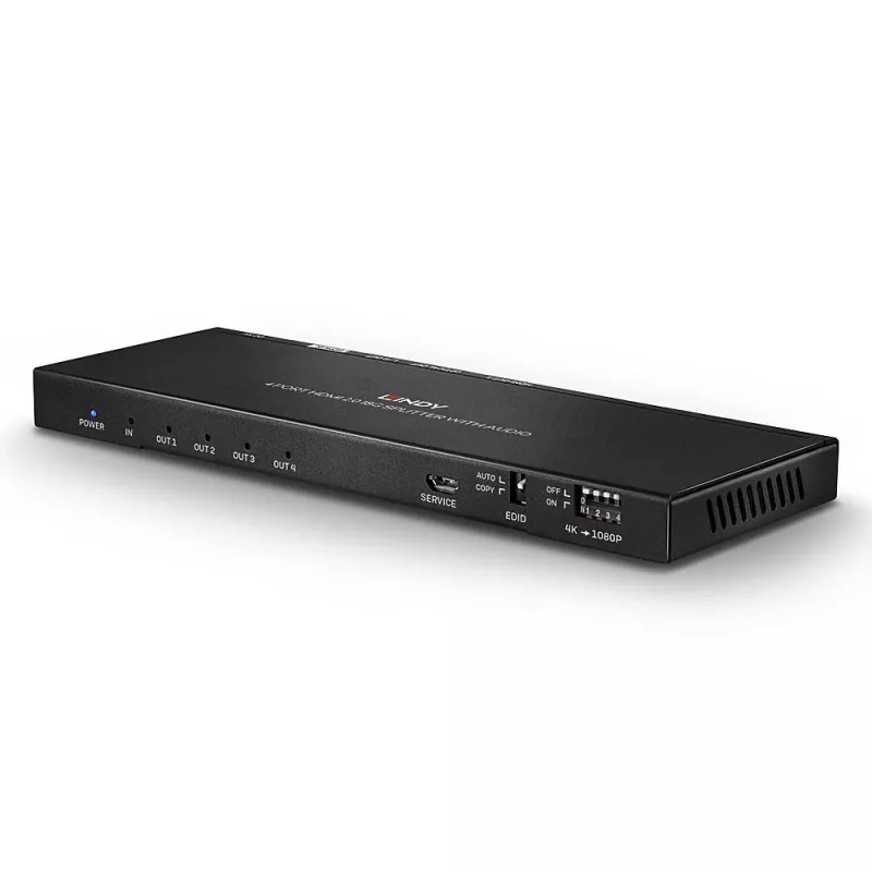 Splitter HDMI 18G de 4 puertos Lindy con audio y downscaling