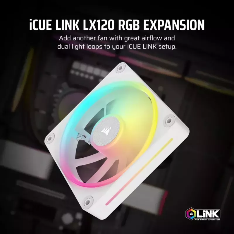 Ventilador Corsair iCUE LINK LX120 RGB 12 cm blanco 400-2400 RPM
