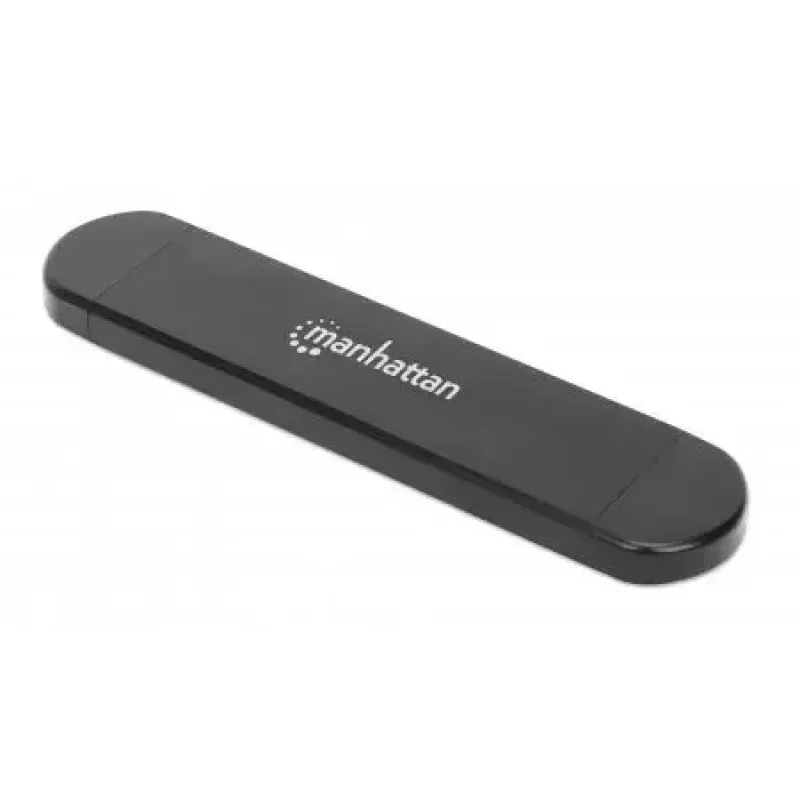Carcasa SSD Manhattan M.2 NVMe SATA USB-C USB-A 10 Gbps negra