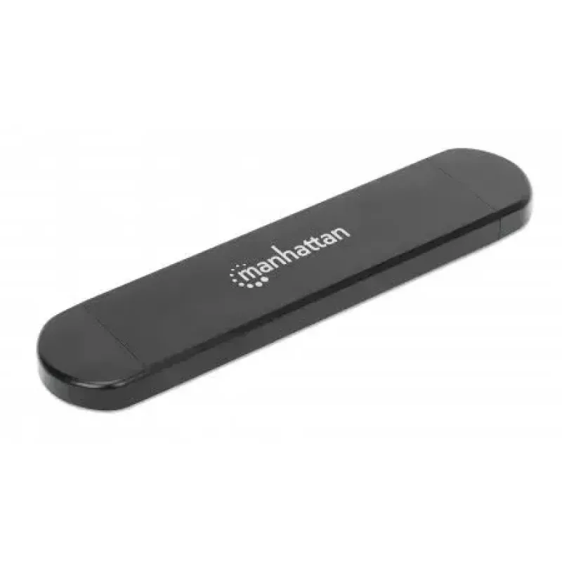 Carcasa SSD Manhattan M.2 NVMe SATA USB-C USB-A 10 Gbps negra