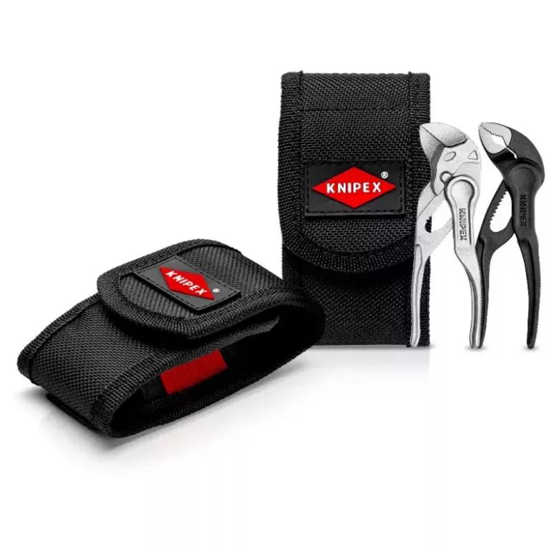 Knipex 00 20 72 V04 XS juego de minialicates, 2 piezas, con funda para cinturón, cromo-vanadio, negro
