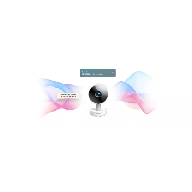 Cámara Wi-Fi interior 2K QHD D-Link DCS-8350LH, cámara de vigilancia IP, interior, con cable e inalámbrica, Amazon Alexa y Google Assistant, sobremesa, blanca