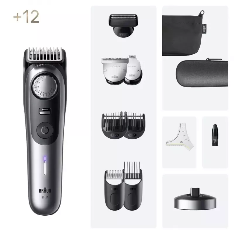 Braun BeardTrimmer 9 BT9560 batería 52 2 cm húmedo y seco negro, gris