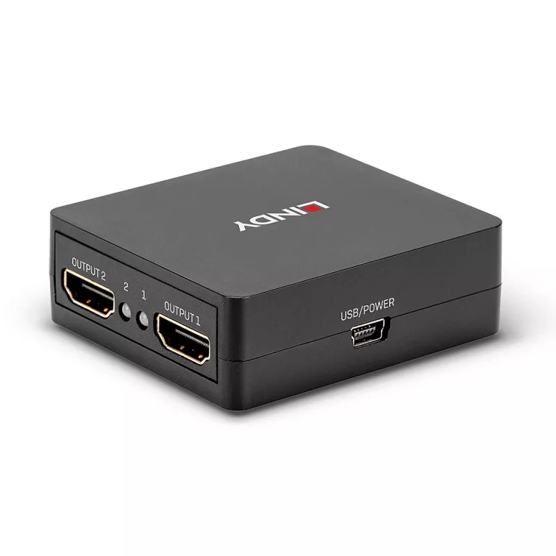 Splitter HDMI 18G de 2 puertos Lindy, compacto