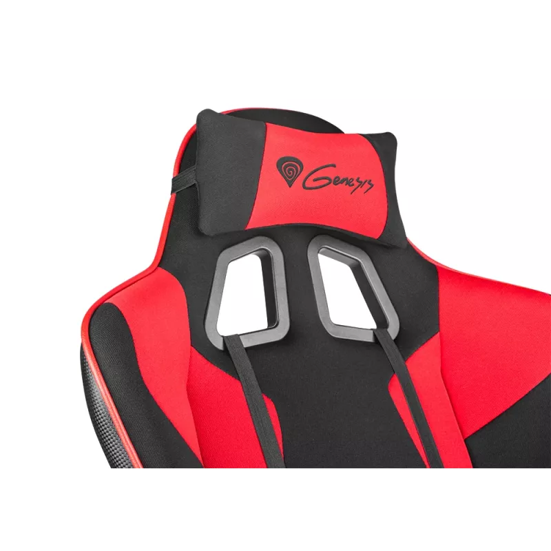Silla gaming GENESIS SX77 asiento acolchado negro, rojo