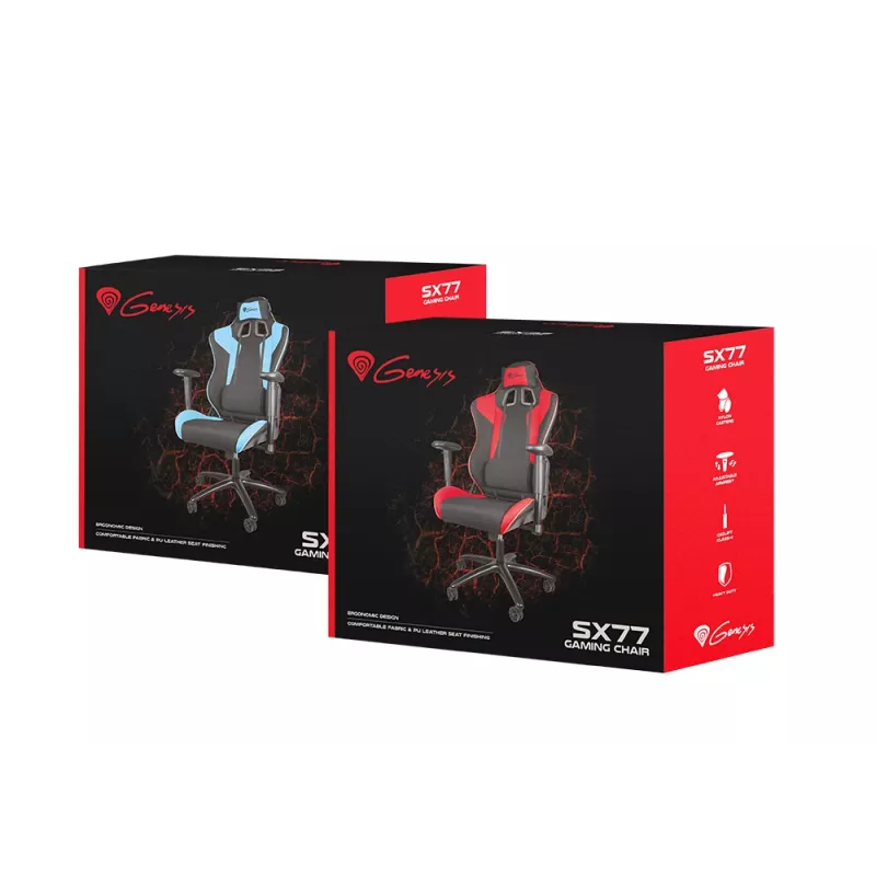 Silla gaming GENESIS SX77 asiento acolchado negro, rojo