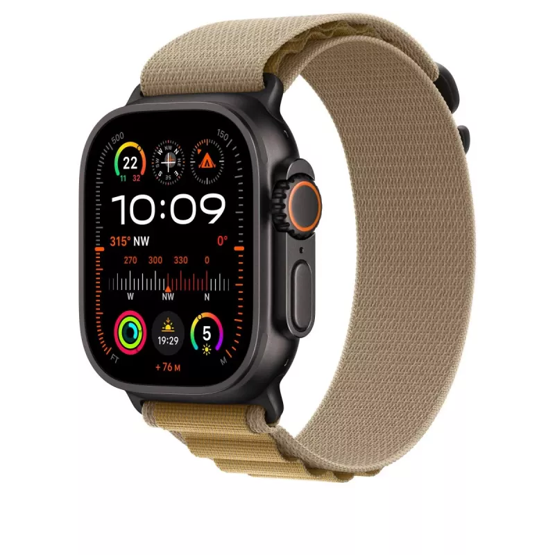 APPLE 49 mm Tan Alpine Loop – Pequeño – Acabado titanio negro