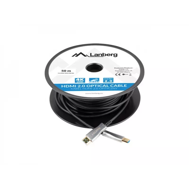 Cable HDMI LANBERG - M/m v2.0 Cable óptico 50m Negro Aoc