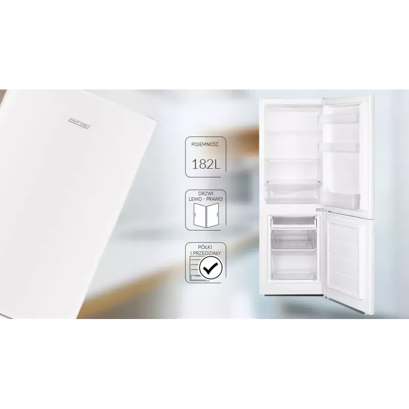 Frigorífico combi MPM MPM-182-KB-38W, independiente, capacidad total 182 L (frigorífico 121 L / congelador 52 L), blanco, clase E