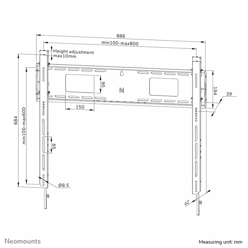 Neomounts WL30-750BL18 soporte de pared para TV de alta resistencia, 43-98 pulgadas, 125 kg
