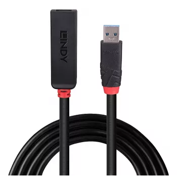 Lindy 5m USB 3.0 Active Extension schlank, USB 3.2 Gen 1 (3.1 Gen 1) Type-C, USB 3.2 Gen 1 (3.1 Gen 1) Type-C, 5000 Mbit/s, Negro, Acrilonitrilo Butadieno Estireno (ABS), Cable redondo