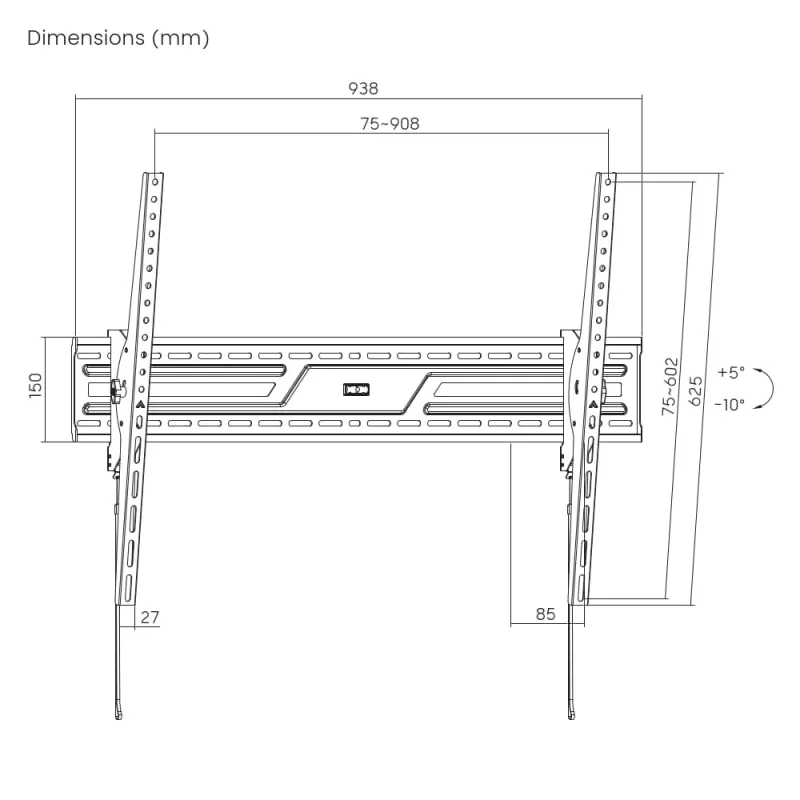 Soporte de pared para TV GEMBIRD (inclinable), 43–100 pulgadas