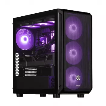 PC de sobremesa Actina Midi Tower, AMD Ryzen 7 9700X, 32 GB DDR5, SSD de 1 TB, Radeon RX 9060 XT, Windows 11 Pro, negro