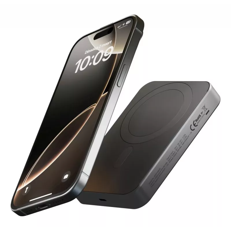 Batería externa ZENS slim Qi2 Al 10000mAh negra