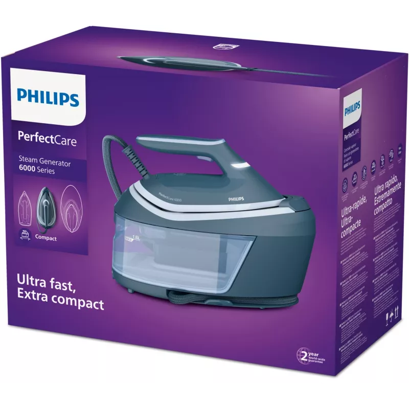 Centro de planchado con vapor Philips Serie 6000 PSG6042/20 2400 W 1,8 L SteamGlide Advanced azul