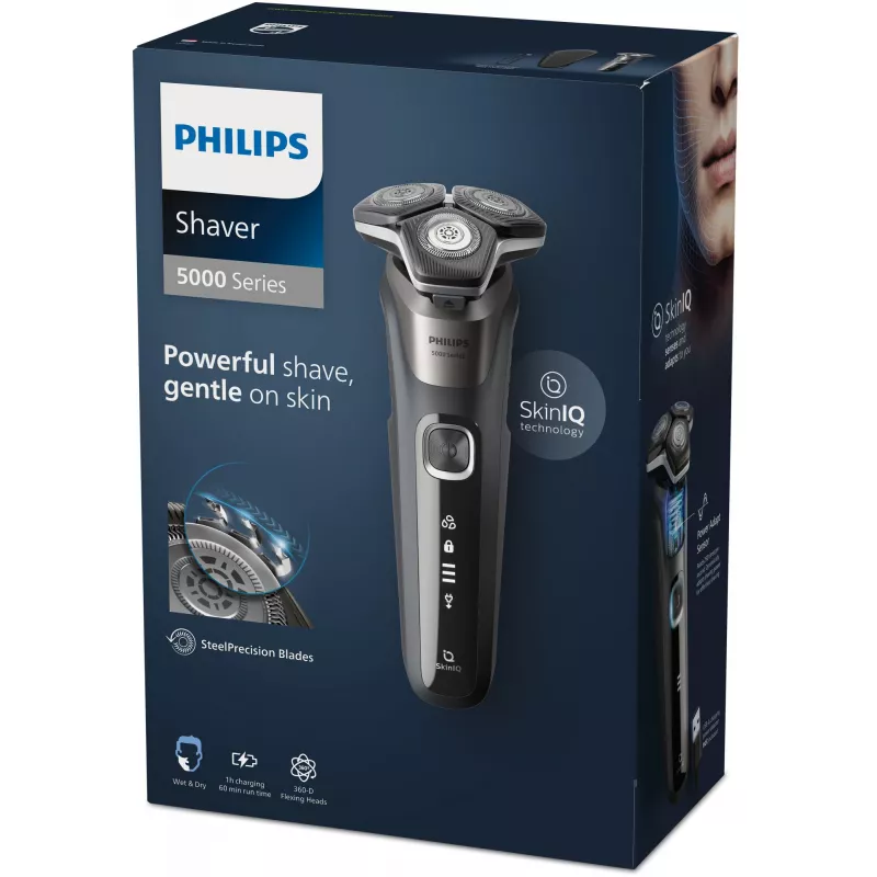 Philips SHAVER serie 5000 S5887/30 maquinilla de afeitar para hombre, afeitadora rotatoria, negro, gris