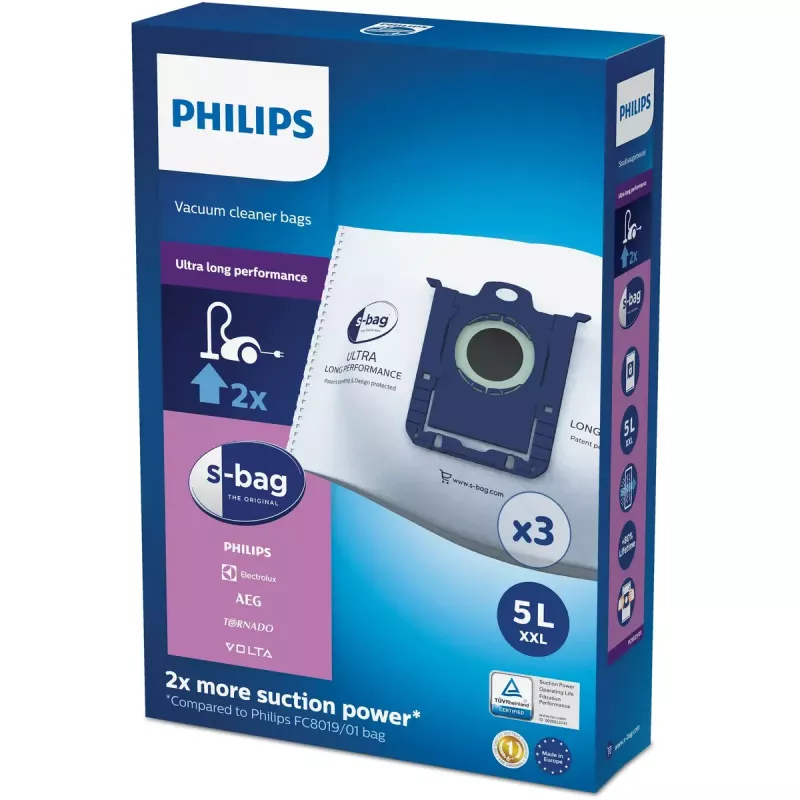 Bolsas de aspirador Philips s‑bag FC8027/01 — sintéticas 5 l, 5 capas, 3 uds.