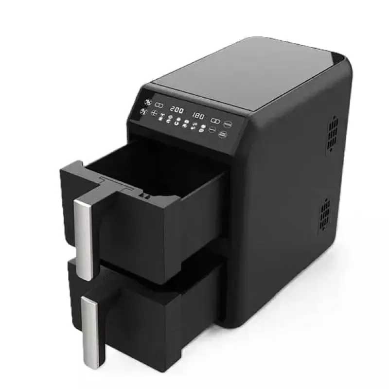 Freidora de aire eléctrica Maestro MR-761, 10 L de capacidad, 2400 W, 12 programas, 80–200 °C, doble construcción, negra