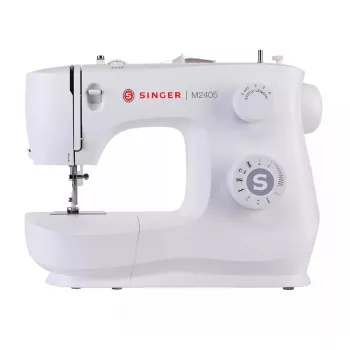 Máquina de coser semiautomática SINGER M2405 — mecánica, 11 programas, 8 tipos de puntada, 70W, blanca