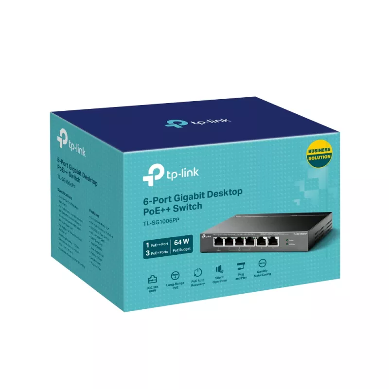 TP-Link switch de sobremesa Gigabit de 6 puertos con 3 puertos PoE+ y 1 puerto PoE++
