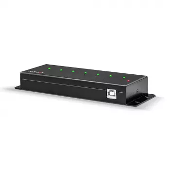 Lindy hub USB 2.0 de metal de 7 puertos, USB 2.0 Type-B, USB 2.0, 480 Mbit/s, negro, metal, 1.8 m