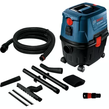 Aspirador de sólidos y líquidos Bosch GAS 15 PS Professional — en seco, 1100 W, 15 L bolsa de polvo, 8 L depósito de líquidos, 270 mbar