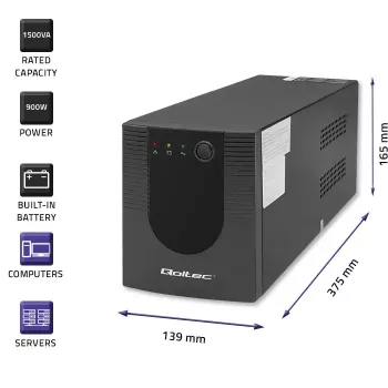 Qoltec UPS 53776 Line-Interactive 1,5 kVA 900 W 4 salidas AC
