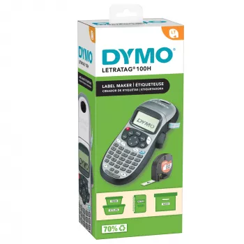 DYMO LetraTag LT-100H Impresora de etiquetas portátil | Impresora de etiquetas con teclado ABC y pantalla LCD de 13 caracteres fácil de usar | para casa u oficina | Plata