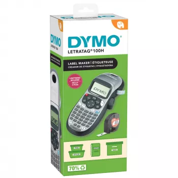 DYMO LetraTag LT-100H Impresora de etiquetas portátil | Impresora de etiquetas con teclado ABC y pantalla LCD de 13 caracteres fácil de usar | para casa u oficina | Plata