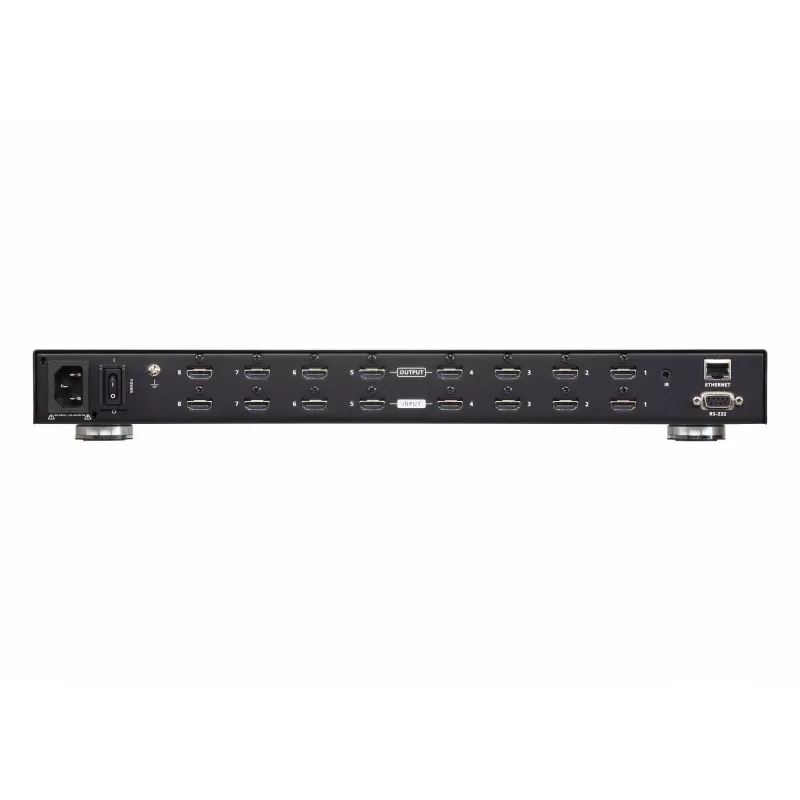 ATEN 8X8 True 4K HDMI Matrix Switch, Conmutador de matriz AV, 18 Gbit/s, 600 MHz, 4096 x 2160 píxeles, 4096 x 2160, 3840 x 2160, 1920 x 1200, Negro