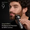 Braun BeardTrimmer 9 BT9560 Recortadora de barba Batería 52 2 cm Húmedo y seco Negro, Plata